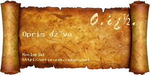 Opris Éva névjegykártya